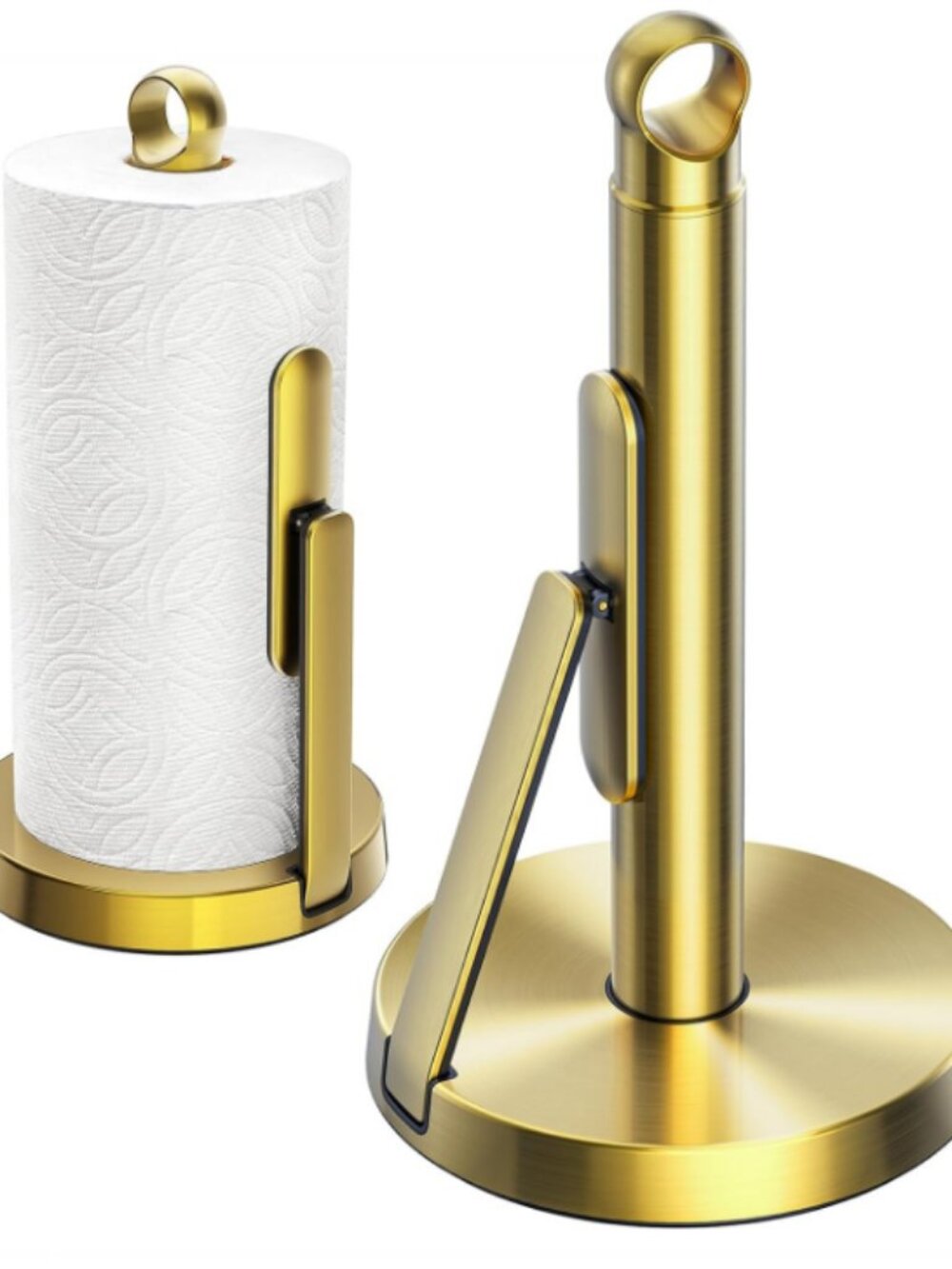 Like New Gold or Brass Tone Paper Towel Holder with Tension Arm $44 on Amazon